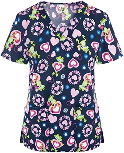 Tops de verão para mulheres 2023 Manga curta Scrub Screb Top Working Uniform Nurse camisetas impressas blusas