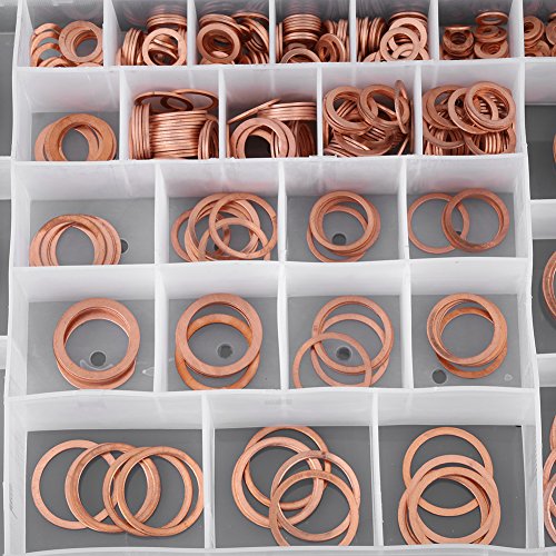 Arruelas de cobre, lavadoras de cobre cobre 568pcs 30 tamanhos lavadoras de cobre kit de anel plano com caixa de plástico, arruelas de cobre anel de cobre arruelas