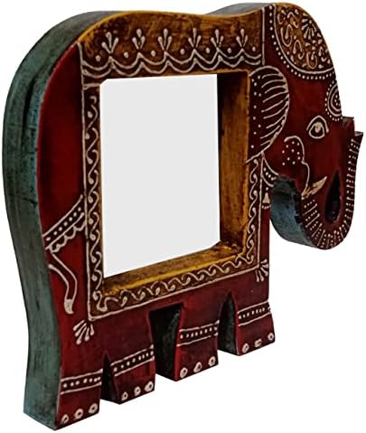 Purpledip Artistic Photoframe elefante de madeira em forma de 4x4 polegadas Tamanho da foto Índia exclusiva Indian Sovevenir