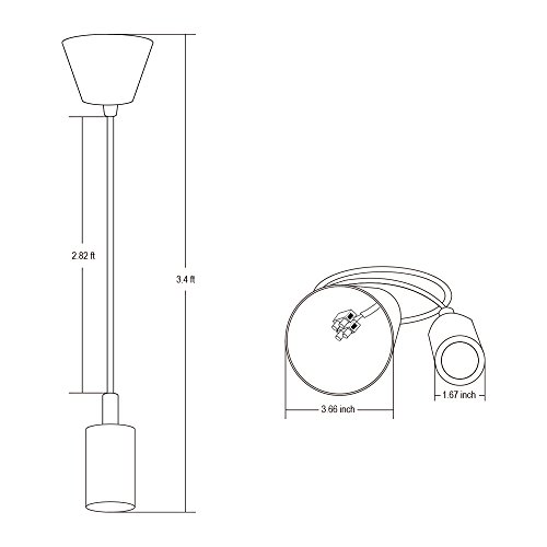 Luminária pendente de soquete único Torchstar UL listado, cordão de lâmpada isolante têxtil, suporte de lâmpada de silício E26/E27 para iluminação doméstica, comercial, acentuada e decorativa, vermelho