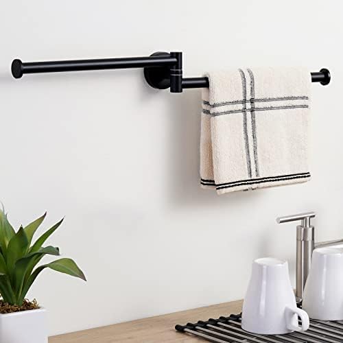 Barra de toalha giratória preta Kes para banheiro de 9 polegadas de 9 polegadas para a barra de toalhas duplas de 2 braços de 2