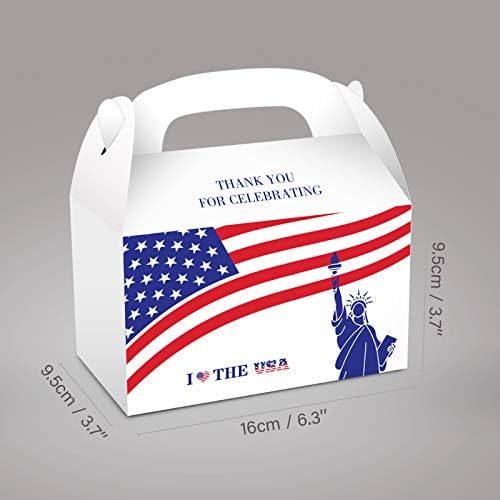 GGSELL 12 bolsa de presente de embalagem American Flag Patriótico Design Sacos de compras, decorativo para o Memorial Day e quarto de julho, azul vermelho e branco