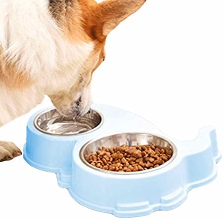 Tigela dupla de cachorro, tigela de cachorro de caldo duplo 2 em 1, tigela de cachorro, água e alimentador de alimentos tigela