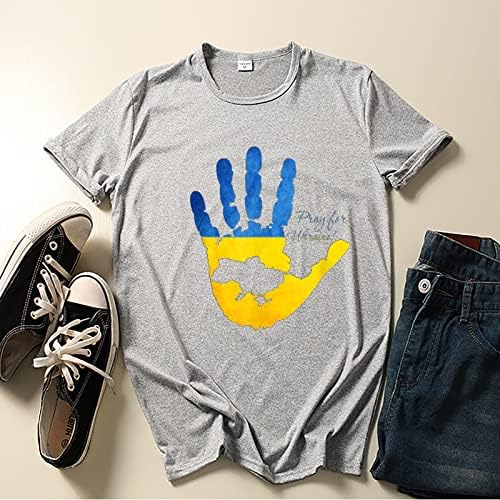 As camisetas lookaa ucrânia para homens e mulheres param de impressão de guerra casual manga curta redonda camisa básica de verão camisetas gráficas adultas adultas