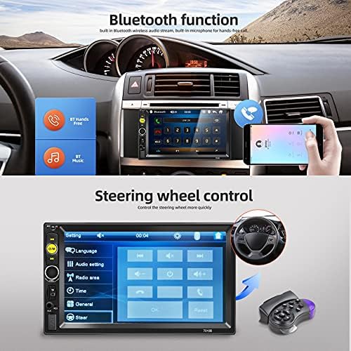 Double Din Din Bluetooth Car estéreo de 7 polegadas HD Touch Screen Radio com câmera de backup Support Mirror Link para Android/iOS