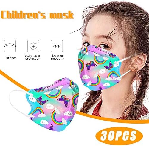 JMETRIE 30PC Máscara facial descartável para crianças, máscaras impressas fofas máscara de rosto respirável confortável