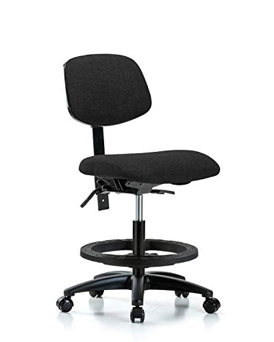 Labtech Seating LT42397 Cadeira de bancada média, tecido, base de nylon - anel de pé preto, rodízios, Borgonha
