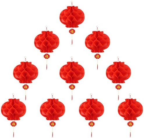 Lanterna ao ar livre de nuobester 20pcs 2021 Lanternas de ano novo chinesa Lanternas vermelhas lanternas de favo de mel para festivais de primavera chinesa Celebração de casamento Restaurante Festive decoração 19cm Ornamento vermelho