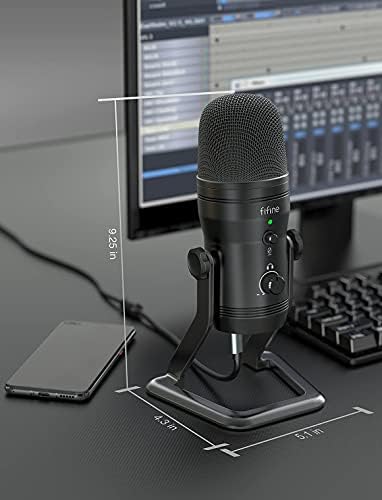 Microfone de gravação Fifine e braço de boom de serviço pesado, microfone de estúdio USB, microfone de podcast PC