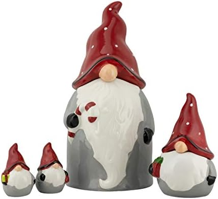 10 Strawberry Street Nordic Gnome Conjunto de biscoitos Jar, 4 peças, cinza/vermelho