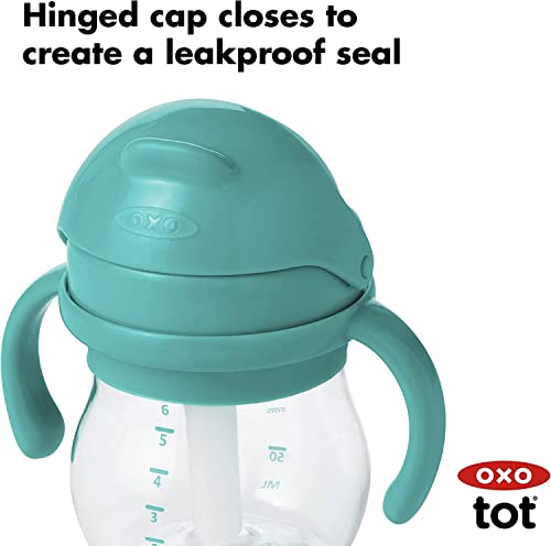 OXO TOT 6 onça transita o copo de palha com alças removíveis - azul -petróleo