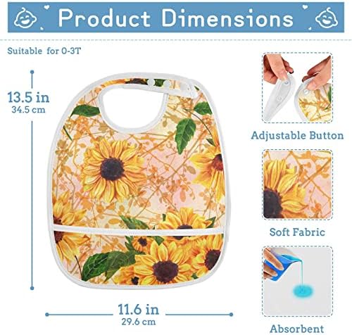 Emelivor Autumn Girlower Baby Bibs para bebê menina alimentando babadores à prova d'água, babadores para comer meninos que