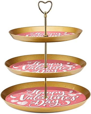 Suporte de bolo tfcocft, conjunto de exibição de mesa de sobremesas, placa de exibição de sobremesa de frutas, padrão rosa do dia dos namorados