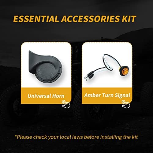 Kit de sinal de giro de utv/atv, conjuntos de sinal de giro universal com luzes LED âmbar, chifre e troca de alternância compatível