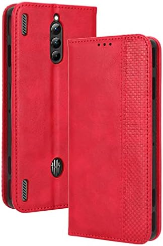 Damondy para Red Magic 8 Pro Case, Red Magic 8 Pro Phone Case, Campa de Coloque Magtic de Couro Protetor Tampa Magnética de Flip com slots de cartão e Stand para Red Magic 8 Pro -Red