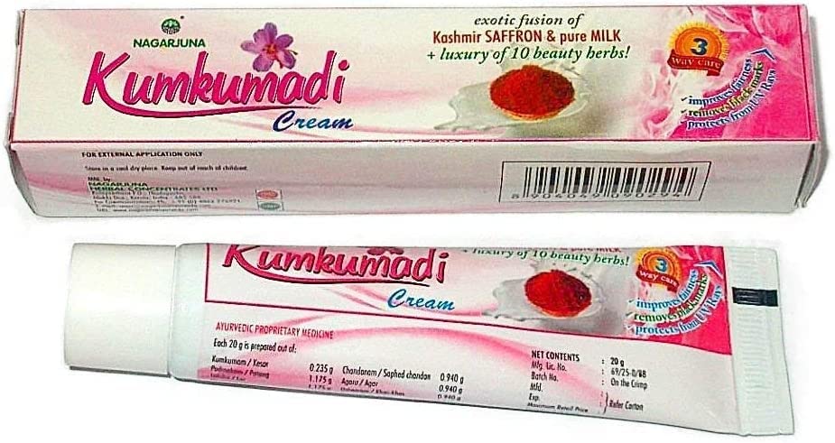 Creme Kumkumadi - Açafrão Caxemira e Leite Puro + luxo de 10 ervas de beleza com pacote de 1 bálsamo de lábios yican