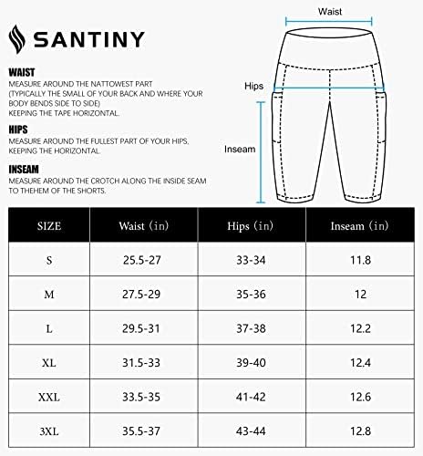 Shorts de natação de cintura alta feminina da Santiny com bolsos upf50+ shorts de natação de placa longa para mulheres com