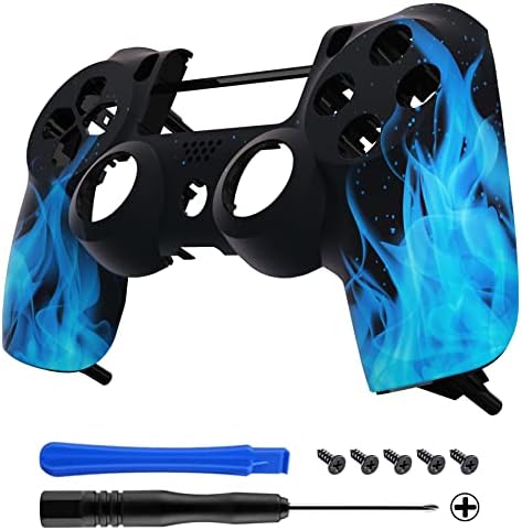 Tampa de placa facial personalizada com chama azul Extremerada, caixa de capa de casca frontal de substituição compatível com PS4
