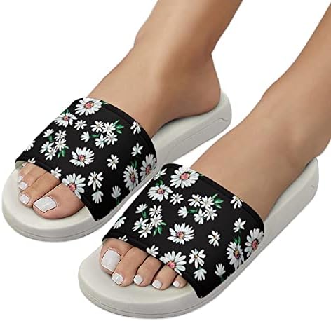 Little Daisy Print House Sandals não deslizam os chinelos de dedo do pé para massagem Banho
