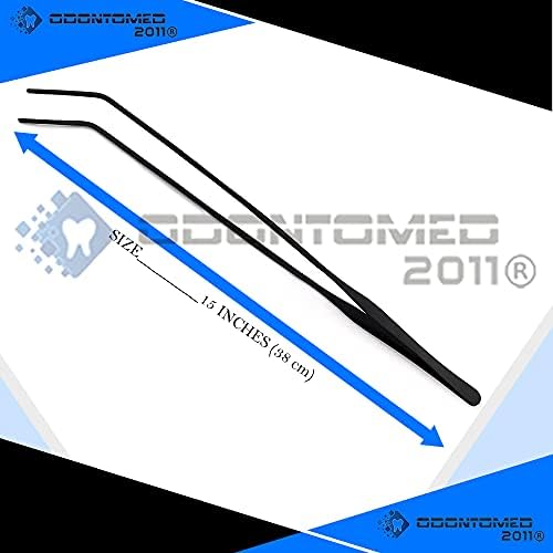 ODONTOMED2011 15 polegadas Tweezers aquário extra longa para aço inoxidável Tweezers curvas para tanques de peixes Plantas aquáticas de alça longa répteis fins de alimentação, preto