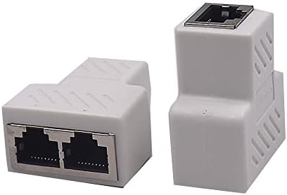 Kewrok 1 pares RJ45 Ethernet Splitter, 1 a 2 RJ45 Splitter, 1 Port fêmea a 2 portas Couplador de conector de extensão