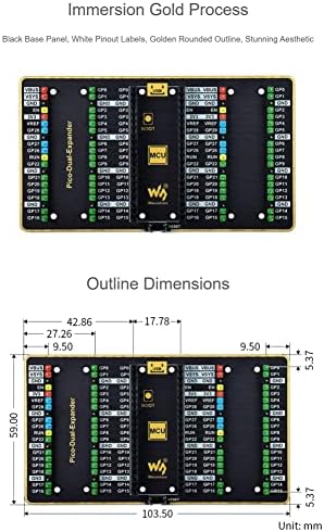 Coolwell Dual GPIO Expander para Raspberry Pi Pico Board, dois conjuntos de cabeçalhos masculinos para conectar diretamente