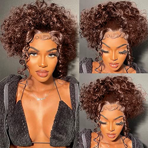 360 Chocolate Brown Human Human Lace Wigs Front para mulheres 200% Densidade completa 360 HD Transparente Curly Lace Front Wigs