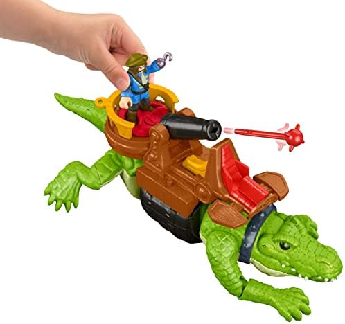 Imaginext Pré-escolar Toys Walking Croc & Pirate Hook Playset de 5 peças com lançador para fingir peças de jogo de 3 anos ou mais