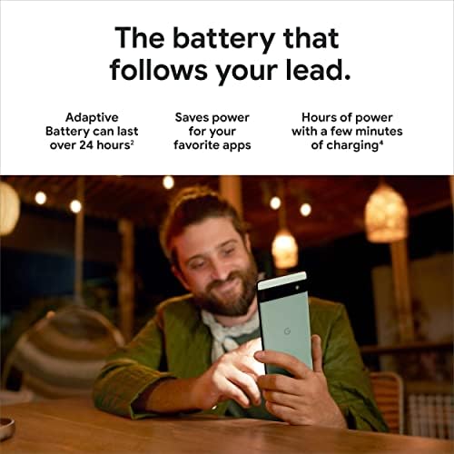 Google Pixel 6A - 5G Android Phone - Smartphone desbloqueado com câmera de 12 megapixels e bateria de 24 horas - Sage Fi simplesmente Kit Sim Unlimited