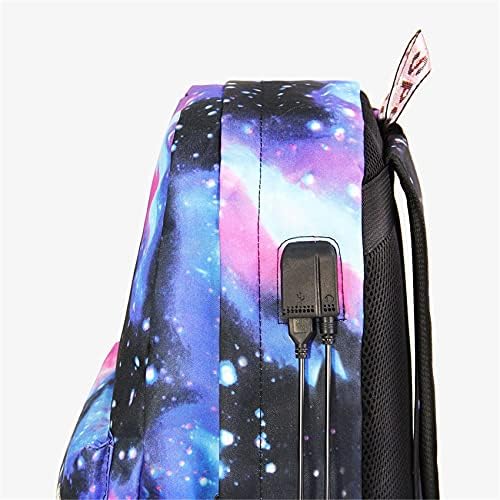Gengx Teens Boys Mbappe & Messi & Neymar School Backpack, USB Charging Port Bookbag Backpack Large for School Blue Galaxy-3