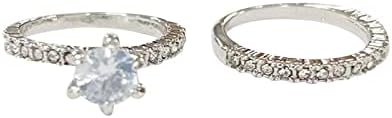 Anéis de semicolon anel de estrela filha para mulheres 2pcs gota de água anel de zircão branco anel de cristal de cristal parto