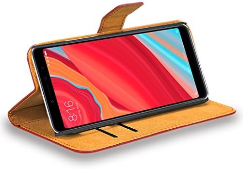 Case CASEEXPERT Xiaomi Redmi S2, capa de bolsa da carteira de chinelos de couro genuíno para Xiaomi Redmi S2 Brown