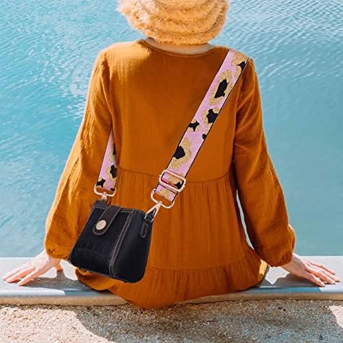 Largura de bolsa de leopardo rosa substituto de tira ajustável ombro de ombro de bilhete de bilhete de corça de guitarra para mulheres