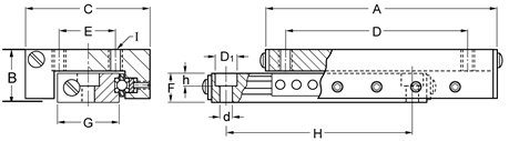 Del -Tron Precision, Inc. 38 mm x 102 mm, deslocamento de 75 mm, conjuntos de slides de rolos cruzados - métrica