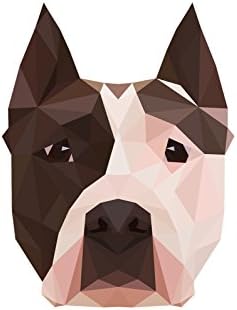 Amstaff, placa de cerâmica de lápide com uma imagem de um cachorro, geométrico
