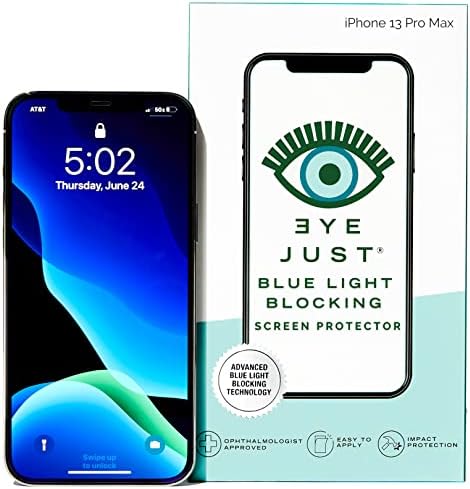 Protetor de tela de bloqueio de luz azul para o olho para iPhone 13 Pro Max/14 Plus, cientificamente testado e validado, Tecnologia de filtragem de luz azul de vidro temperado, aliviar a tensão ocular, melhor sono, amigável para casos, bolhas sem bolhas