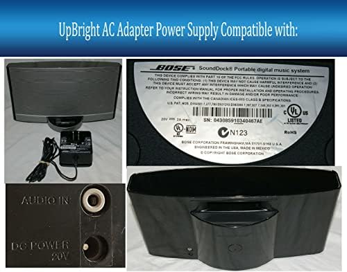 ADAPTADOR DE AGRAÇÃO APLIGHT 20V 2A CA/DC Compatível com Bose SoundDock Sistema de Música Digital portátil N123 Speaker 410633