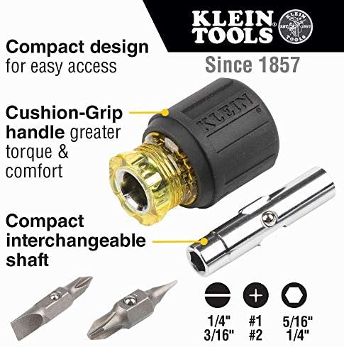 Klein Tools 65200 Conjunto de catraca, mini-catracas de 5 peças com phillips, fenda de fenda com fenda Slotted & 32561 com calcinha de fenda de 6 em 1 com 2 phillips, 2 bits com fenda, 2 porca drivers