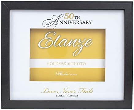 Elanze Designs 50th Anniversary Love Never Fails 8 x 10 Black Wood Picture Frame