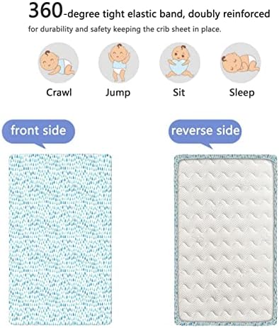 Mini-berço com tema de aquarela folhas de berço, lençóis portáteis de mini berço lençóis de colchão de colchão para meninas ou menino, 24 x38, Sky Blue Seafoam