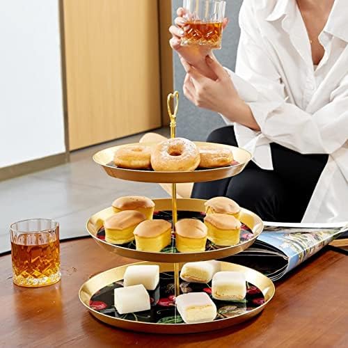 Conjunto de bolo de 3 cupcakes de 3 camadas Stands reutilizáveis ​​de pastelaria para decorações de festas de chá de aniversário