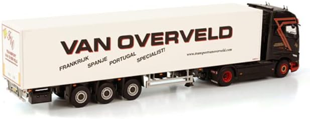 Para WSI para Volvo FH5 para Globetrotter XL 4x2 Box Trailer - 3 eixo para Van Overveld 1:50 Diecast Truck Pré -criado Modelo