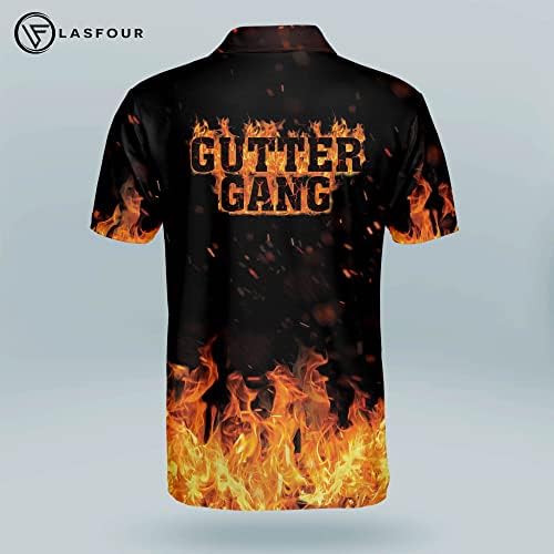Camas de boliche de chamas personalizadas a lasfour para homens, camisas personalizadas para homens, camisetas de pólo de manga