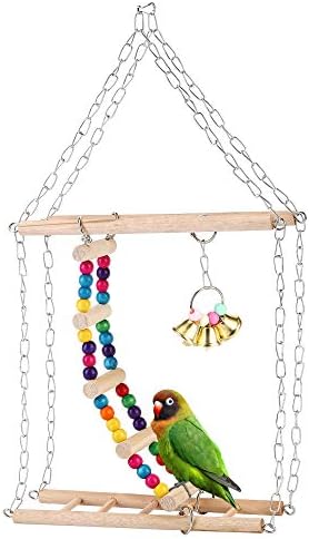 FILHOME pendurado Bird Birder Swing Bridge Brinqued, Parrot Playground Stand Stand Toy Bird Cage Acessórios para periquitos