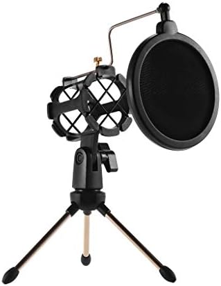 KXDFDC Mini Desktop Microfone Stand + Kit de filtro de microfone de montagem de choque + Kit de filtro para gravação de estúdio