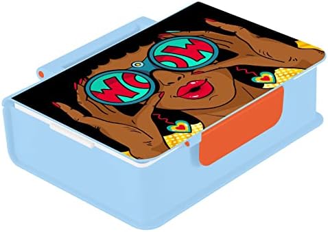 Mulher afro-americana da Alaza Bento Bento Bento Box BPA Free Leaves Lunch Recectadores com Fork & Spoon, 1 peça