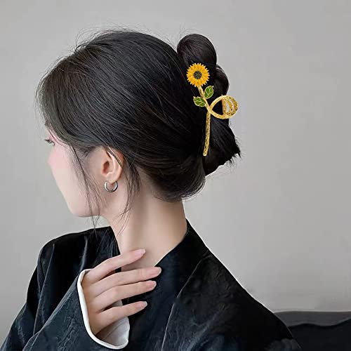 Clipes de cabelos de flor clipes de garra grandes clipes de garra de cabelos de metal dourado clipes de cabelo acessórios
