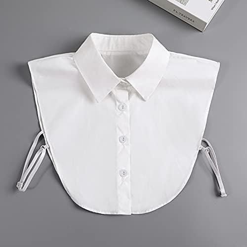 Aoraem de colarinho falso destacável Blusa pontiaguda meia camisa para mulheres