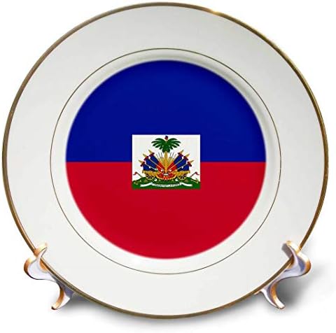 Bandeira 3drose de azul marinho e vermelho do Haiti-Dark com brasão haitiano de armas-caribeanos de lembranças mundiais