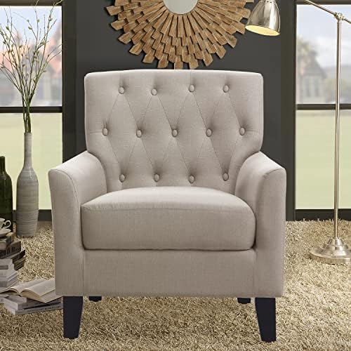 Rosevera Brayle Rosevara Furniture Reading Small Arm Living Sala de estar confortável Cadeiras de quarto, padrão, bege quente